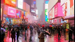 New York City Heavy Rain and Thunderstorms newyorkcity manhattanstreets rain thunderstorm [upl. by Stover]