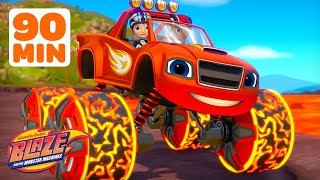 Blazes Hot Lava POWER TIRE Race amp More Races 🔥  90 Minutes  Blaze and the Monster Machines [upl. by Nalad]