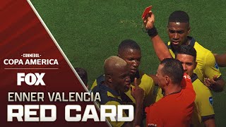 Ecuadors Enner Valencia receives red card vs Venezuela  2024 Copa América [upl. by Sitoiyanap34]