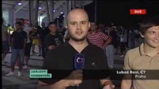 Navijači Zvezde Prag  Red Star Belgrade Fans amp TV reporter Prague [upl. by Ennairej757]