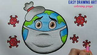 how to draw coronavirus poster  save earth from covid19 drawing  corona virus awareness drawing [upl. by Bullen]