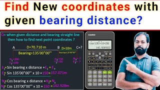 how to calculate coordinates  easting northing from known points distance and bearing [upl. by Cutlip]