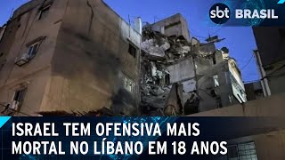 Sobe para 492 o número de mortos após bombardeios israelenses no Líbano  SBT Brasil 230924 [upl. by Eikciv859]