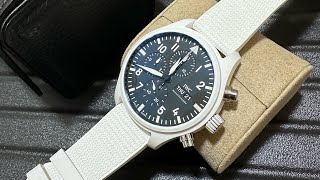 名表TV全新 2024 IWC Pilot’s Chronograph TOP GUN Lake Tahone IW389105 白陶瓷 黑小盤自動机芯 445MM [upl. by Cyndi]