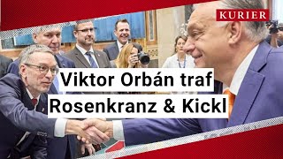 Treffen zwischen Kickl Rosenkranz und Orbán Proteste vor Parlament [upl. by Llenahs]