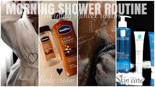 MORNING SHOWER ROUTINE  skin care amp body care [upl. by Gomer]