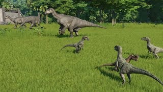 Iguanodon VS Troodon VS Velociraptor VS Deinonychus VS Dilophosaurus  Jurassic World Evolution [upl. by Yarahs]