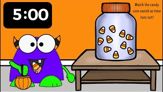 5 Minute Timer  Vanishing Candy Corn Timer  October Halloween Fun  Happy Halloween [upl. by Schear619]