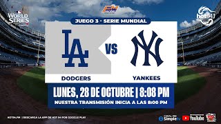 GRANDES LIGAS EN VIVO 28102024 DODGERS DE LOS ÁNGELES  YANKEES DE NUEVA YORK WS  J3 ⚾ [upl. by Hoyt]