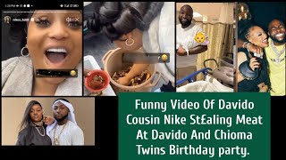 Funny Video Of Davido Cousin Nike St£aling Meat At Davido And Chioma Twins Birthday party [upl. by Annazus]