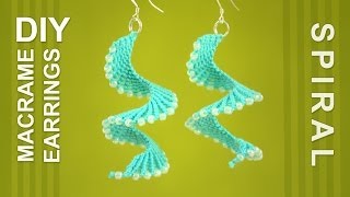 Macrame Spiral Earrings  DIY Tutorial [upl. by Nottap]