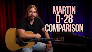 Martin D28 Comparison  Standard D28 vs HD28 vs D28 Modern Deluxe [upl. by Llewkcor]