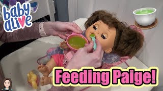 Feeding Baby Alive Paige Green Veggies Giant Explosion  Kelli Maple [upl. by Flanders]