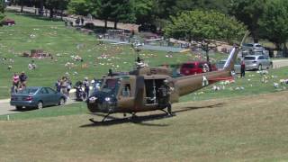 USA RAN UH1 Huey Helicopter Start amp departure from the Lone Tree Cemetery [upl. by Hoebart]