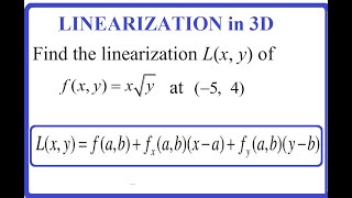 Find Linear approximation linearization of f at the point [upl. by Blaire]