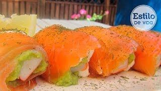 Receta fácil  Rollitos de salmón ahumado [upl. by Leontina119]