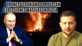 Ucrania lanza el mayor ataque con drones Almacén de armas ruso devastado [upl. by Denys]