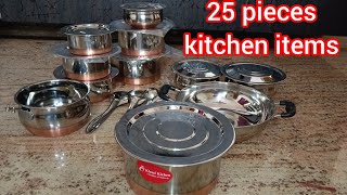 ಇಷ್ಟು ಕಡಿಮೆ ಬೆಲೆಗೆ copper base cook amp serve set in kannada steel cookware amp serving bowl amp tools [upl. by Aisirtap]