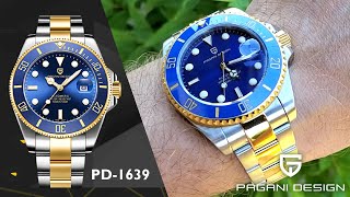 Is this a 43mm Rolex Submariner Bluesy Homage Pagani Design PD1639 Two Tone Gold Blue [upl. by Emmeram78]