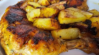 COMO FAZER COXA DE FRANGO ASSADA NA FRIGIDEIRA C BATATA DELICIOSA 😋 😋 [upl. by Kanya]