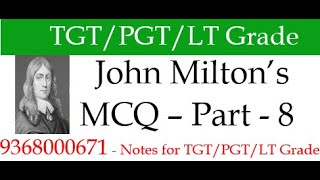 John Milton MCQ Part  8 Multiple choice questions Explained in Hindi [upl. by Borlow386]