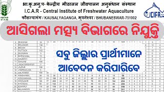 ଓଡ଼ିଶା ମତ୍ସ୍ୟ ବିଭାଗରେ ଆସିଲା ଚାକିରୀ  Odisha Fisheries Department Jobs 2024  Odisha New Job Vacancy [upl. by Phox440]