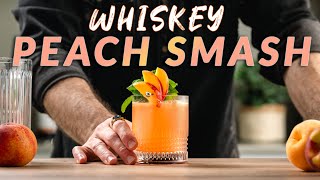 Whiskey Peach Smash  Juicy Bourbon summer cocktail [upl. by Eneleahs]