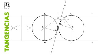 Circunferencias tangentes a 3 rectas 2 de ellas paralelas entre sí  Tangencias [upl. by Bedelia]