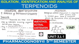 Isolation Identification and Analysis of Phytoconstituents  Menthol Citral amp Artemisin  Pcognosy [upl. by Lunt]