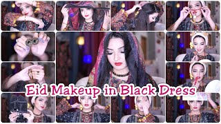 Easy Smokey Eyes Eid Makeup Look  Black Dress  Crimped Hairstyle [upl. by Costello452]