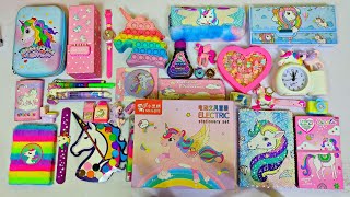 Biggest UNICORN STATIONERY Collection🥰Electric Sharpener Pouch Diary Geometry box Slime Pen etc [upl. by Aicirtel]