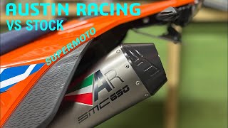 KTM SMCR 690 Supermoto First Build Blog Austin racing Exhaust time Review and Comparison [upl. by Alik52]