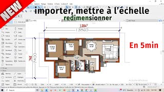 COMMENT IMPORTER ET REDIMENSIONNERMISE À LÉCHELLE UN DESSIN DANS ARCHICAD scale resize archicad [upl. by Ainezey]