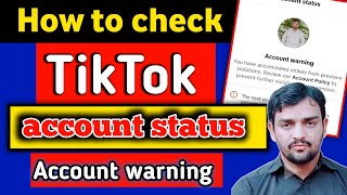 how to check TikTok account warning  TikTok account status kaise check karen [upl. by Shepley]