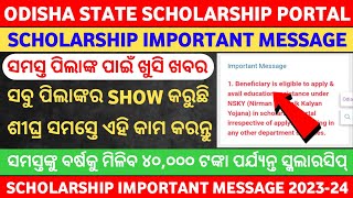 Good News  Scholarship Important Message For All Students 202324 [upl. by Anatnahs]