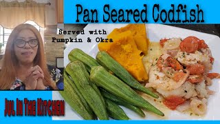 How To make Pan Seared Codfish Served with Pumpkin And Okra [upl. by Mitch912]