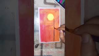 Sunset scenery painting with soft pastel color shorts [upl. by Elnore]