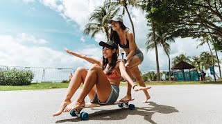 Singapore Beach Cruising with Longboard Girls  Nalu Pintail Longboard [upl. by Saundra742]