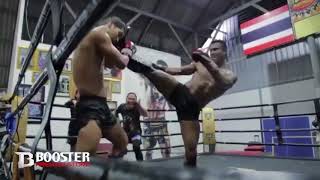 Buakaw Banchamek vs Superbon Banchamek sparring at Banchamek Gym powered by Booster Fight Gear [upl. by Yot]