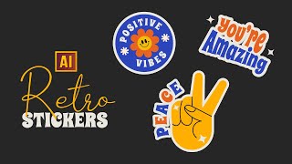 HOW TO CREATE A RETRO STICKERS IN ADOBE ILLUSTRATOR TREND 2024 [upl. by Laved567]