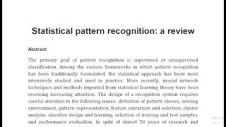 Statistical pattern recognition a review [upl. by Kcirdla609]