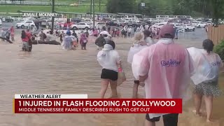 1 injured in flash flooding at Dollywood [upl. by Eniroc]