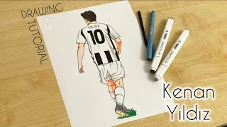 How to draw a soccer player full body  Kenan Yildiz  Juventus [upl. by Yeslehc96]