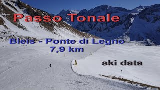 Passo Tonale 2022  from Bleis to Ponte di Legno 79 km ski data [upl. by Jeconiah]