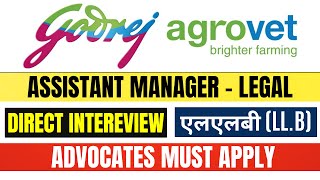 GODREJ COMPANY ASSISTANT MANAGER VACANCY 2024  LEGAL VACANCY IN GODREJ  ADVOCATES LAW JOBS VACANCY [upl. by Itsyrc]