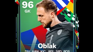 96 Jan Oblak UEFA Euro PTG Gk Player review EAFC 24 ultimate Team Atletico De Madrid Slovenia [upl. by Sherurd]