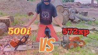 STIHL MS500I VS HUSQVARNA 572XP two incredible chainsaws [upl. by Pettit]