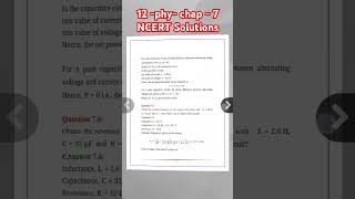 Class 12 th physics chapter 7 NCERT SOLUTIONS [upl. by Nyrehtak]