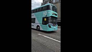 Seen in a dull Aberdeen are McGills Yutong 0556 and First Streetdeck Hydrogen 39715 amp AD E400 33679 [upl. by Christiane129]