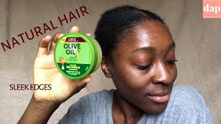 SLEEK EDGES w ORS OLIVE OIL EDGE CONTROL HAIR GEL  BLACK GIRL HAIR [upl. by Rodney]